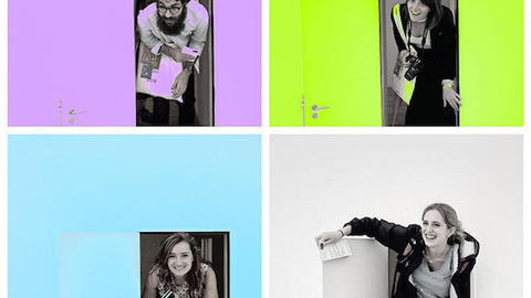 students in multi color backgrounds