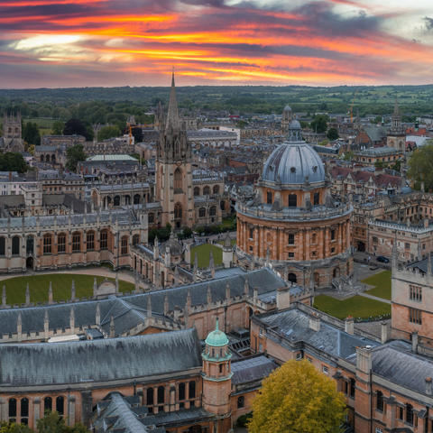 View of Oxford University at sunset