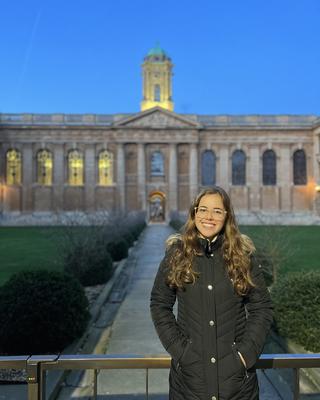 Student in front of Oxford library